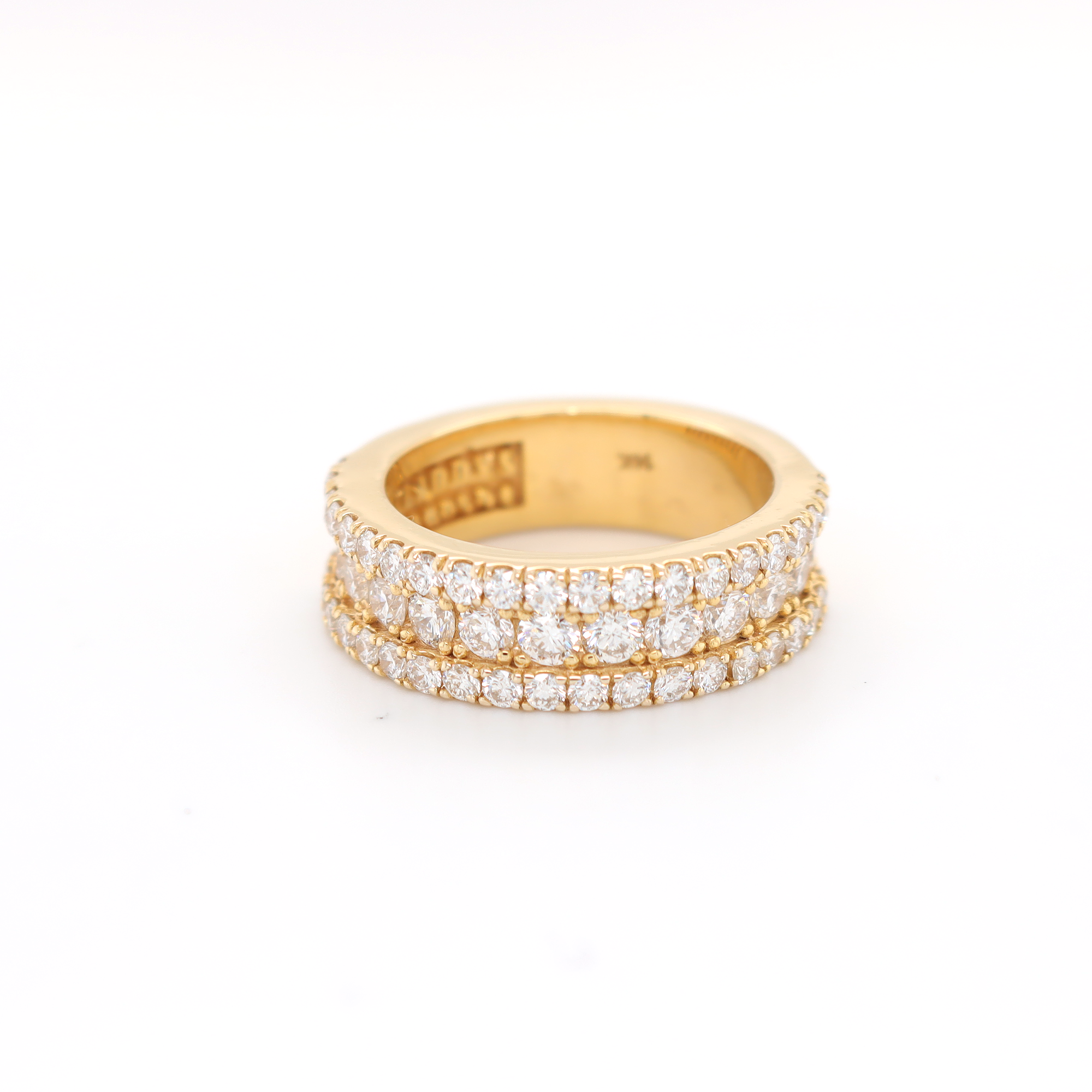 3 Row Half Way Diamond Ring 2.58 CT