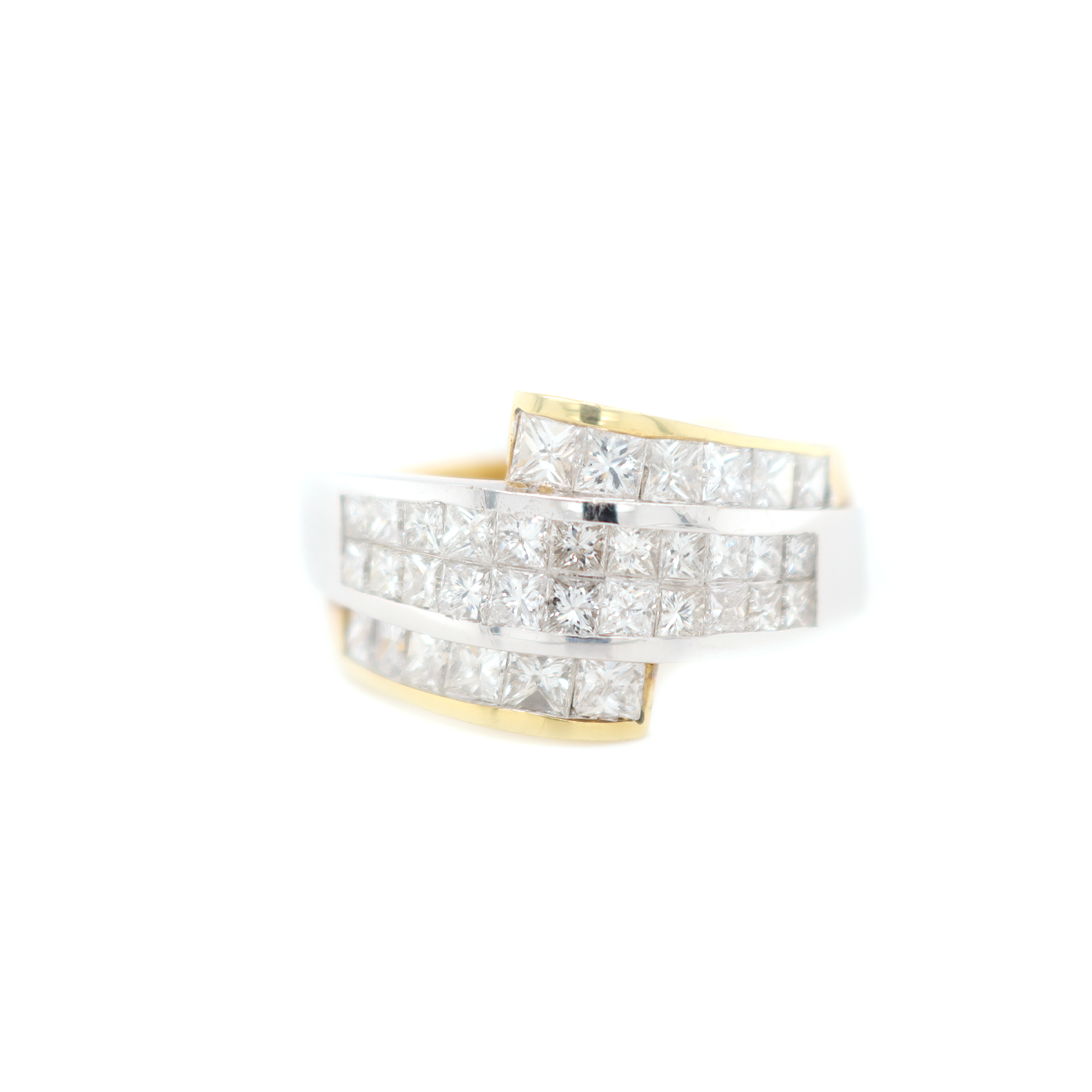 Princess Cut Diamond Two Tone Ring 3.00 CT