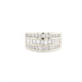 Round And Baguette Diamond White Gold Ring 1.10 R 0.60 B