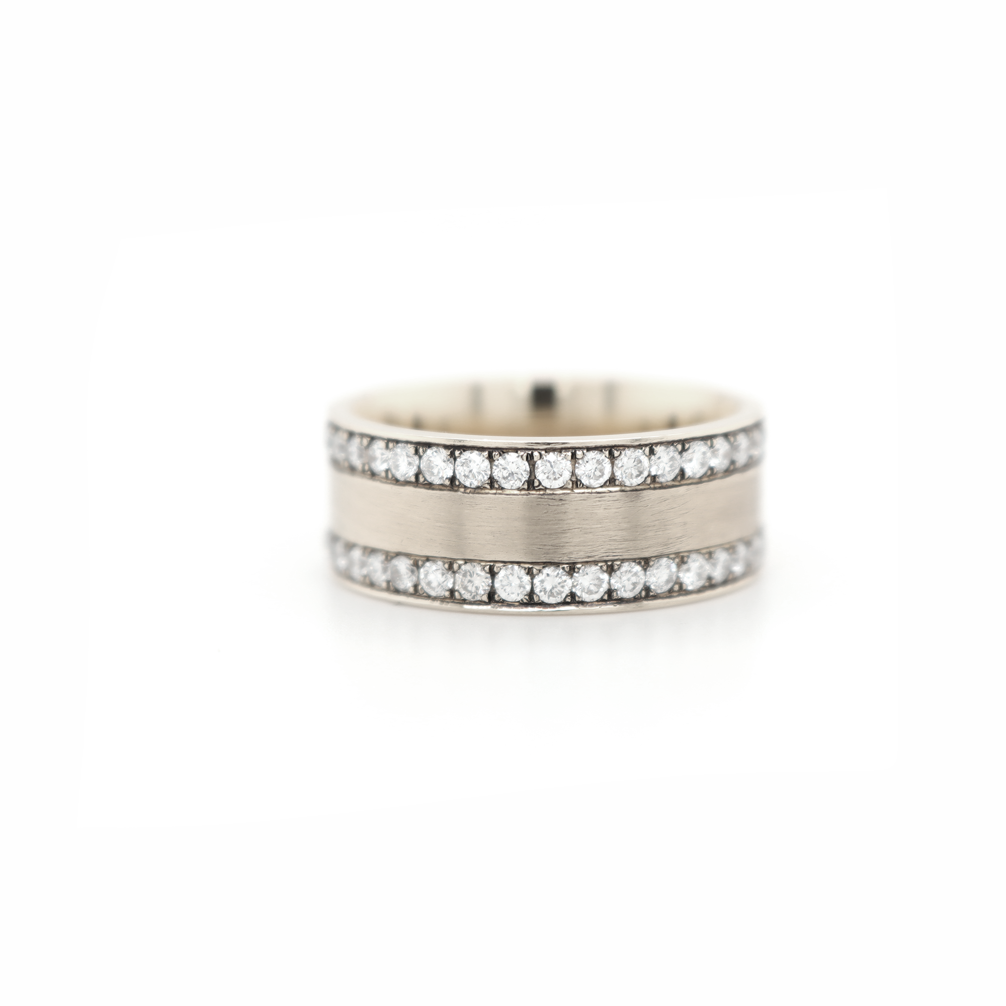 2 Row Half Way Diamond White Gold Ring 1.15 CT