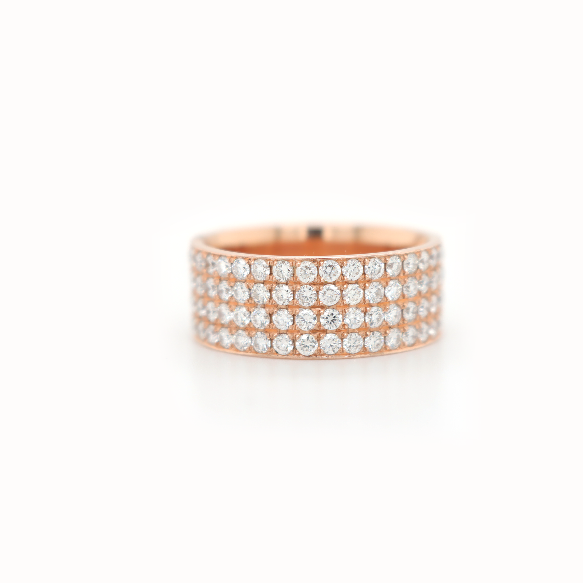 4 Row All Around Diamond Rose Gold Ring 4.44 CT
