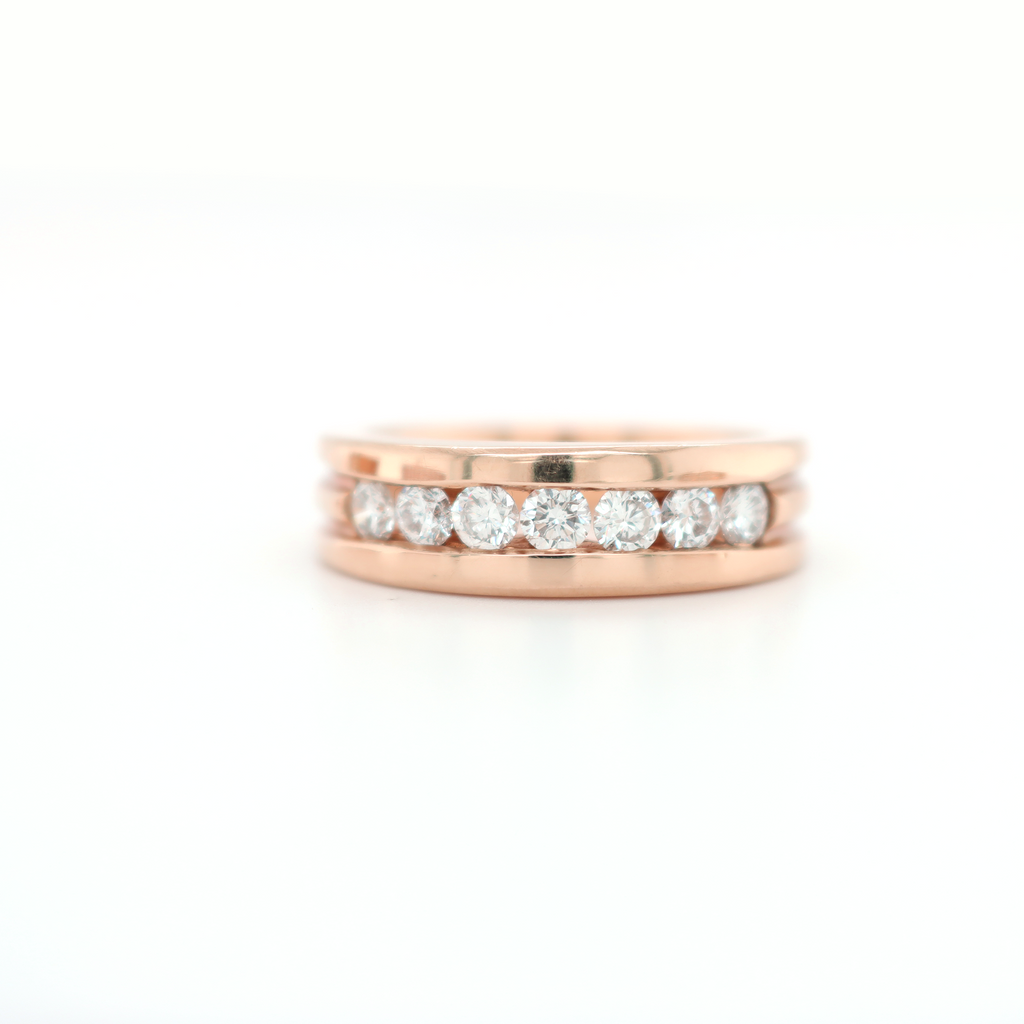 Single Row Half Way Diamond Rose Gold Ring 1.00 CT
