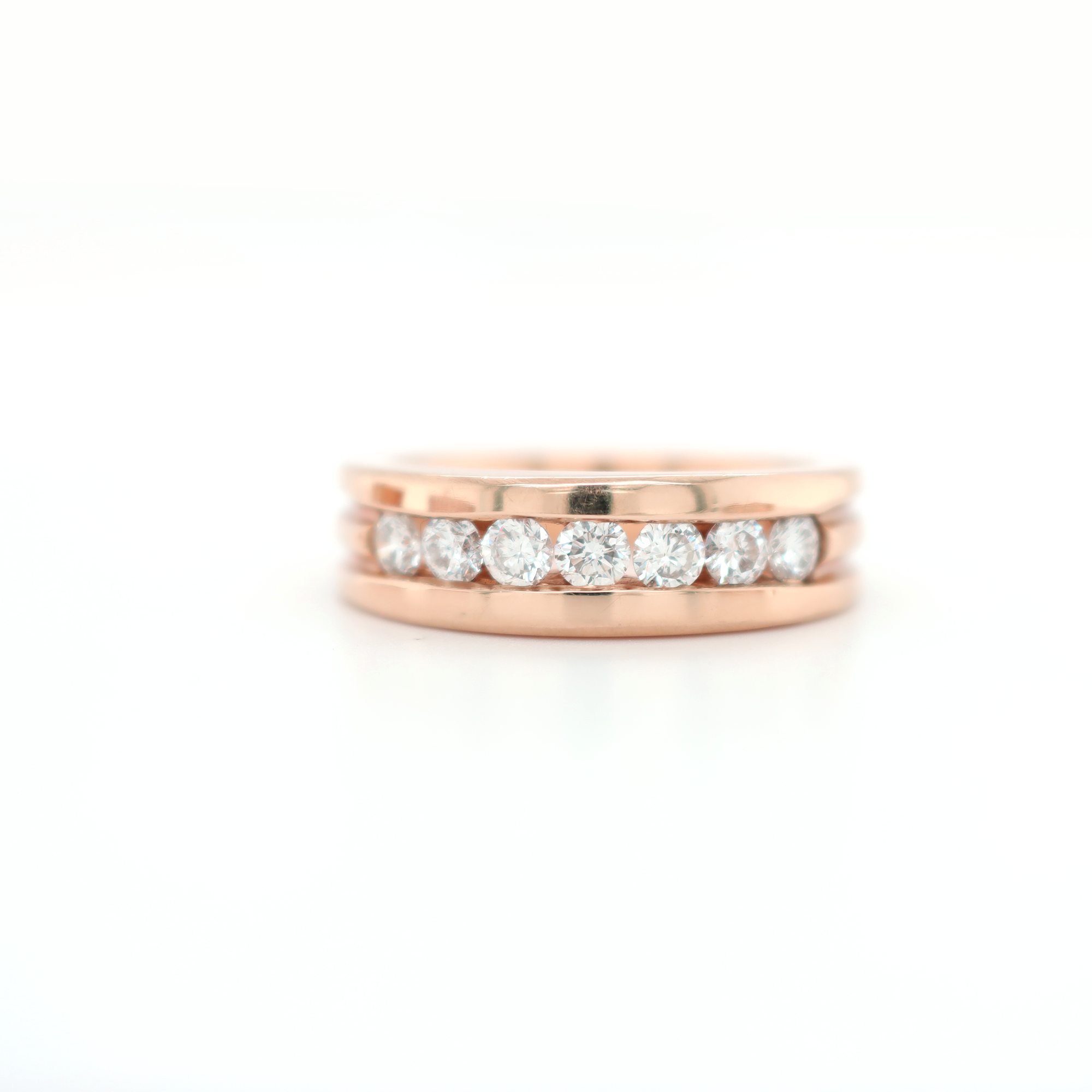 Single Row Half Way Diamond Rose Gold Ring 1.00 CT