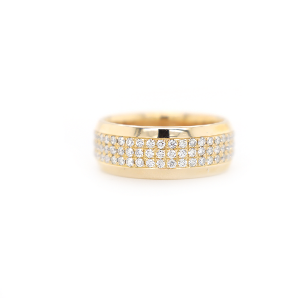 3 Row Curved Half Way Diamond Ring 1.13CT