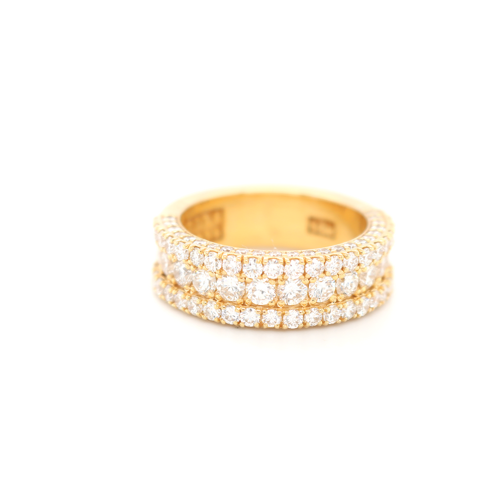 3 Row Half Way On Edges Diamond Ring 3.23 CT