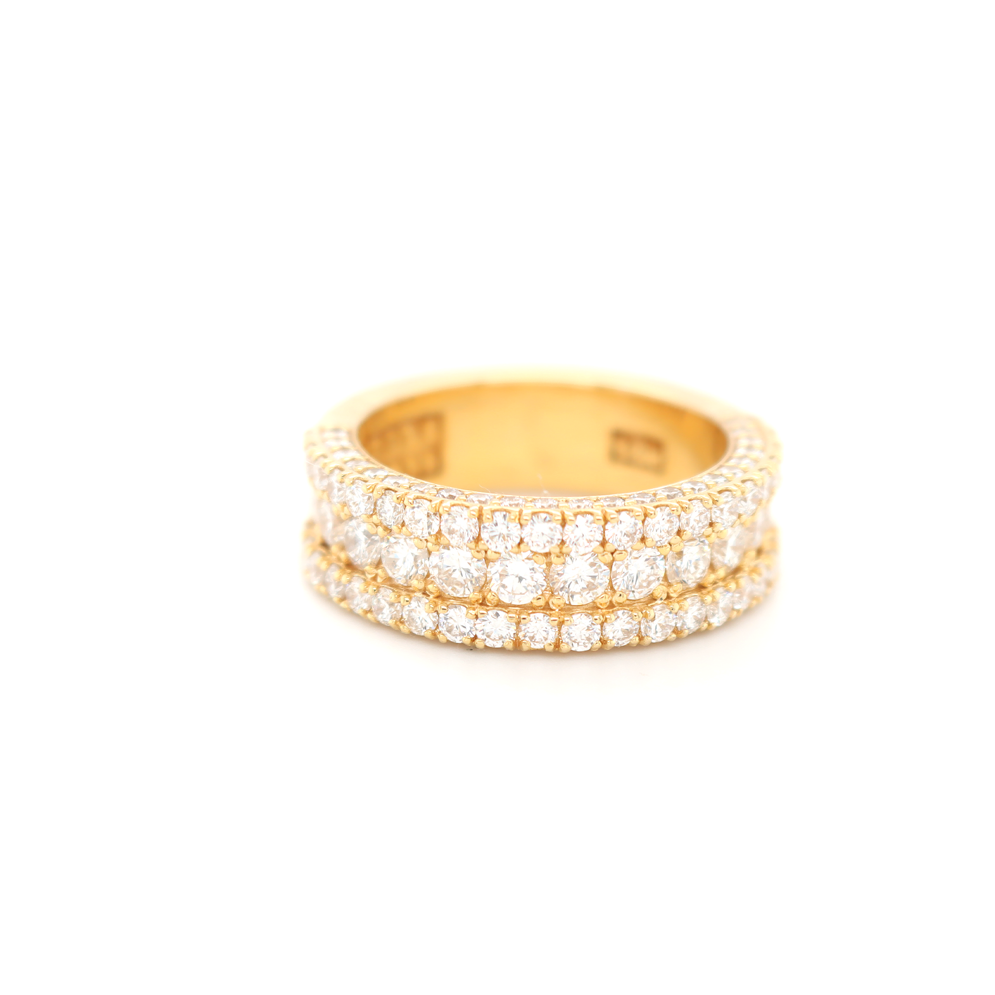 3 Row Half Way On Edges Diamond Ring 3.23 CT
