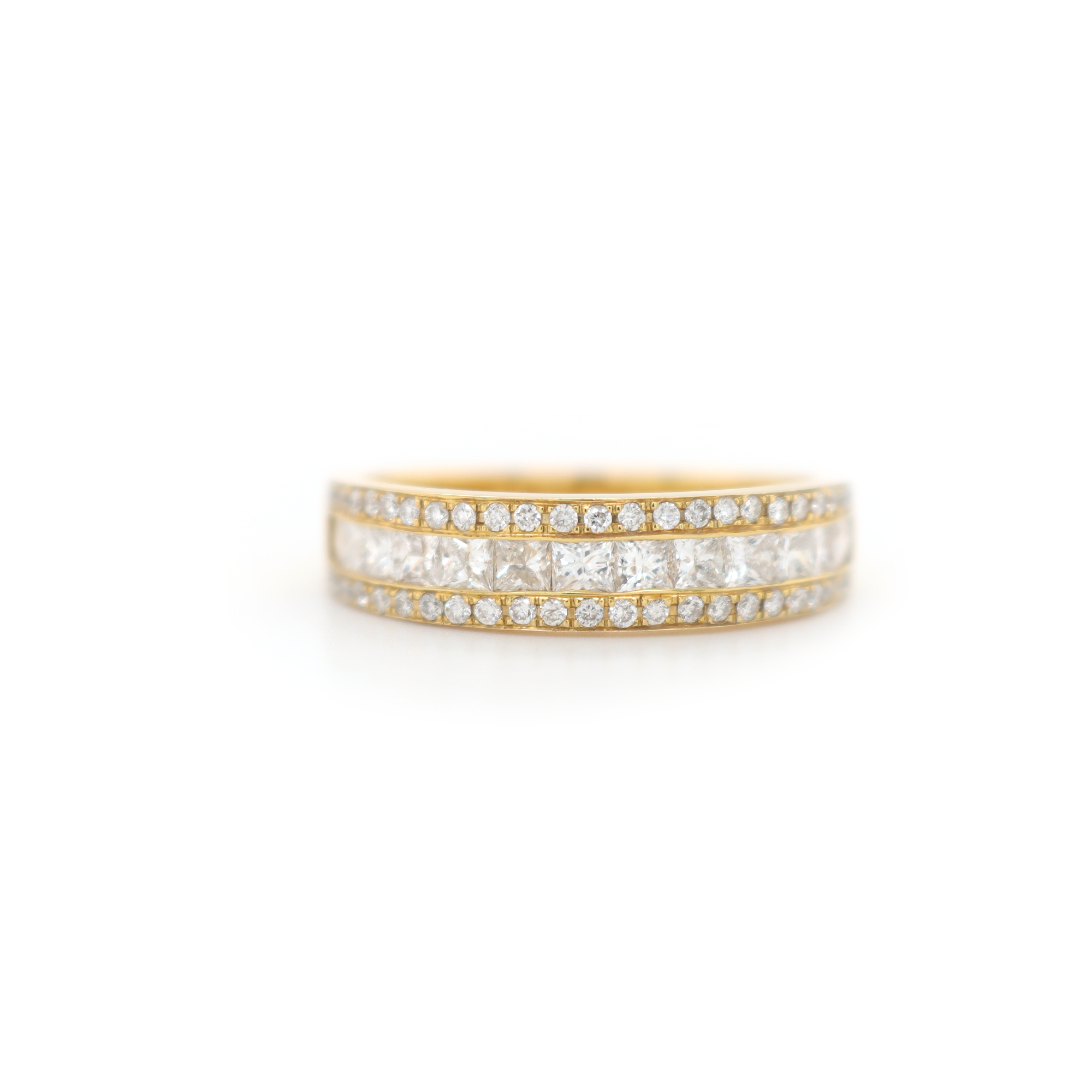 Small Half Way Round/Princess Cut Diamond Ring R-0.51 CT P-1.43 CT