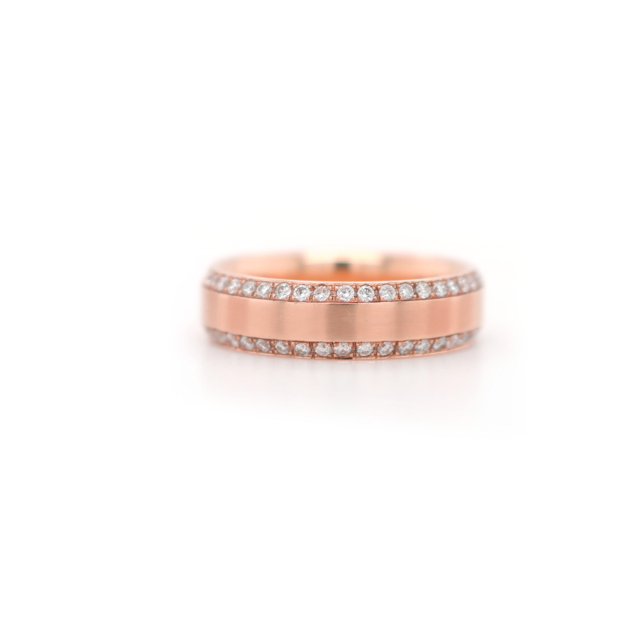 Small 2 Row Curved Half Way Diamond White Gold Ring 0.60 CT