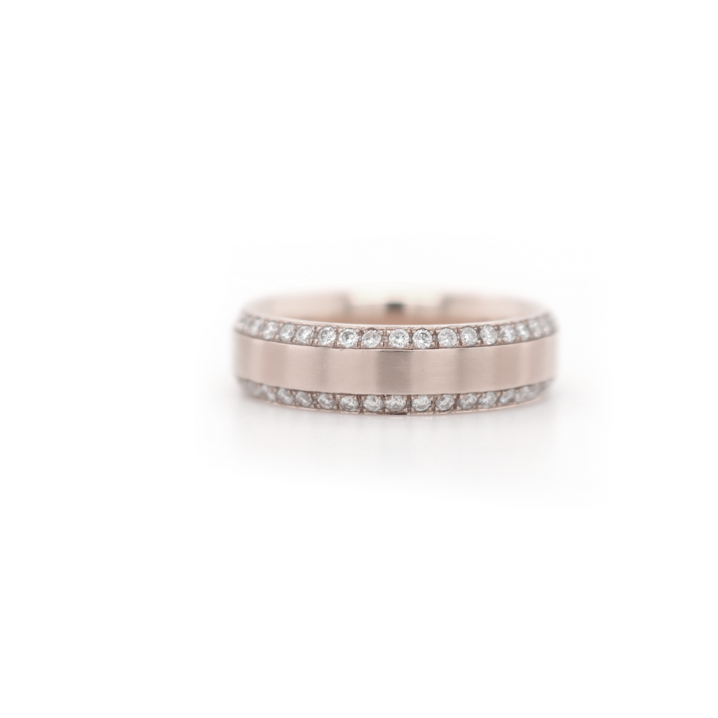 Small 2 Row Curved Half Way Diamond White Gold Ring 0.60 CT