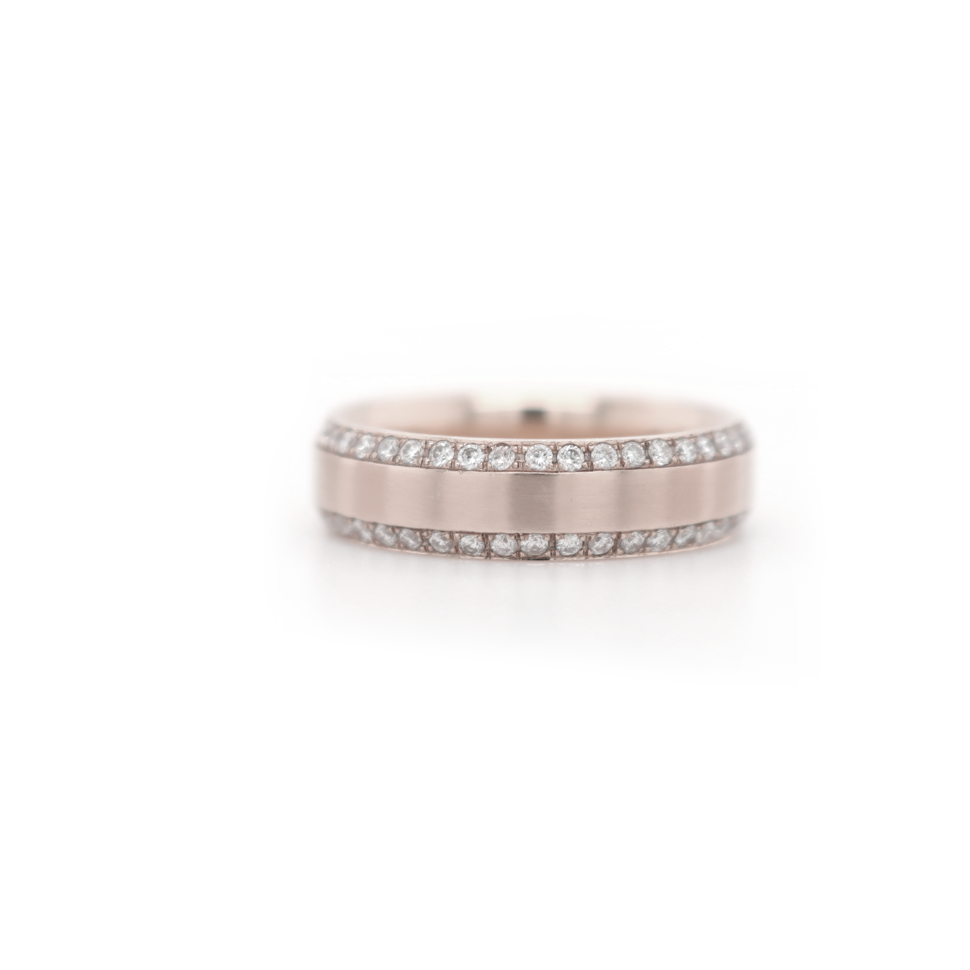 Small 2 Row Curved Half Way Diamond White Gold Ring 0.60 CT