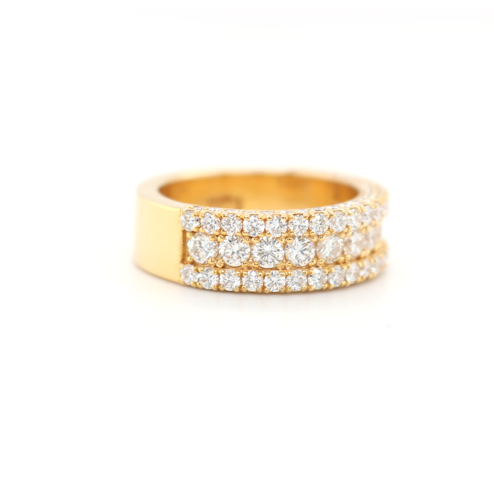 3 Row Half Way On Edges Diamond Ring 3.23 CT