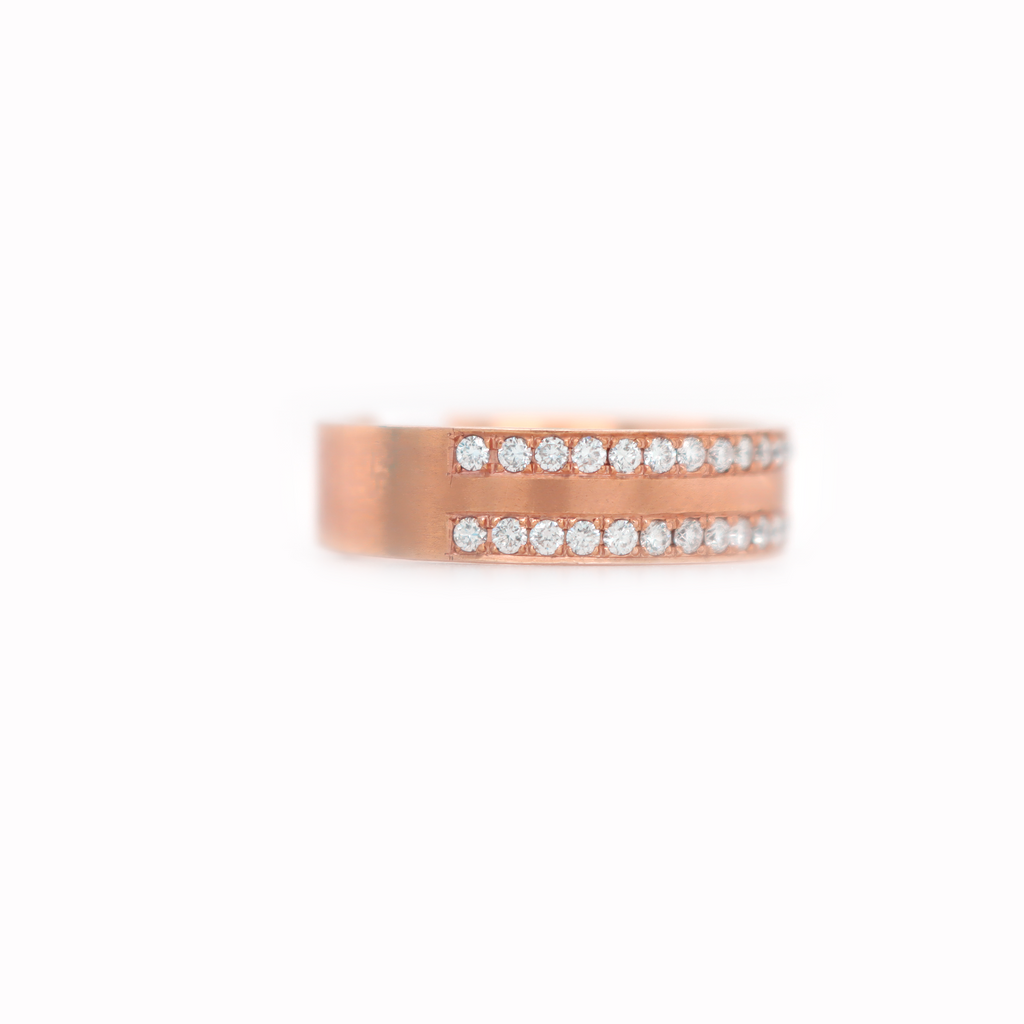 Small 2 Row Half Way Diamond Rose Gold Ring 0.80 CT