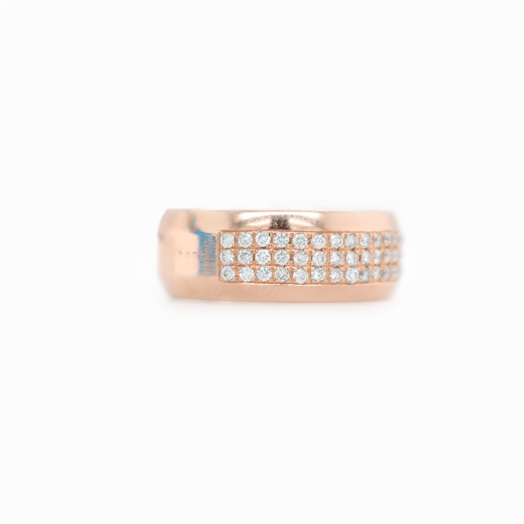 3 Row Curved Half Way Diamond Rose Gold Ring 1.13CT