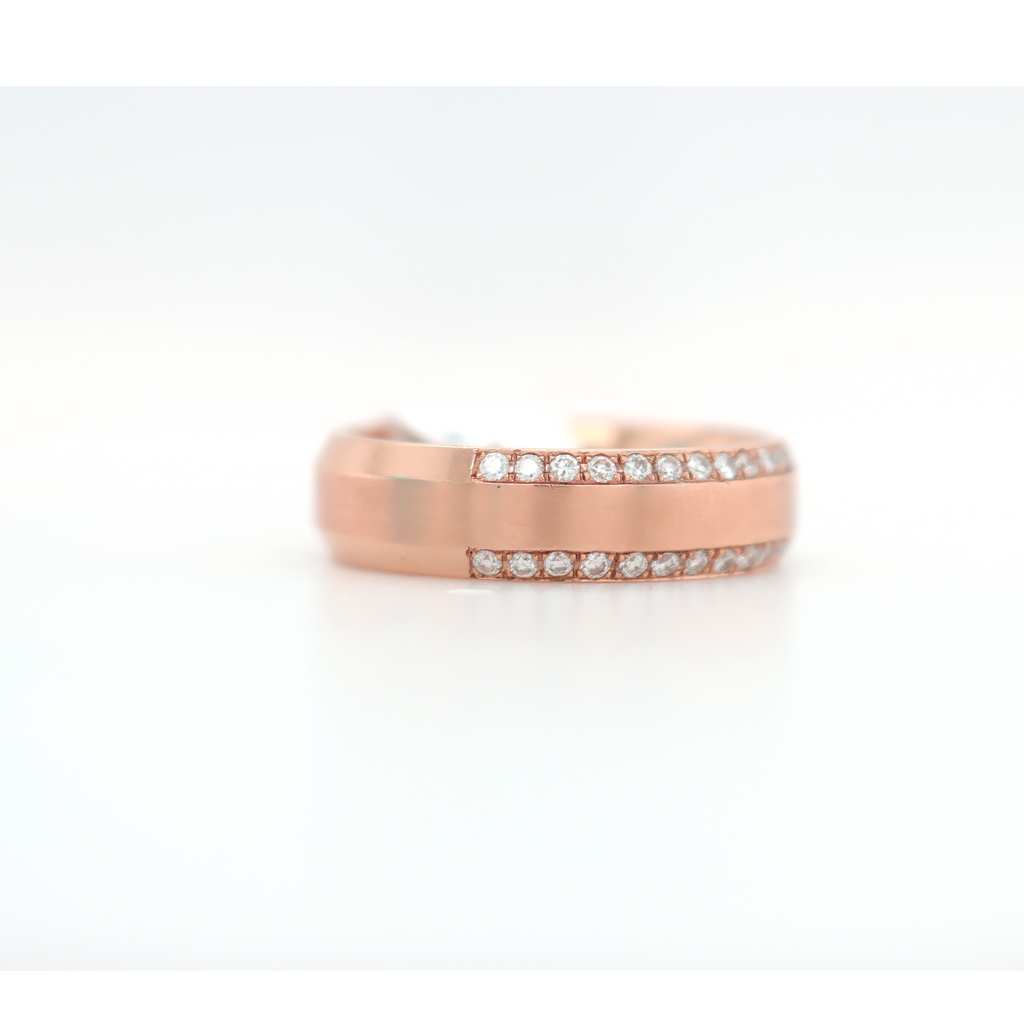Small 2 Row Curved Half Way Diamond White Gold Ring 0.60 CT