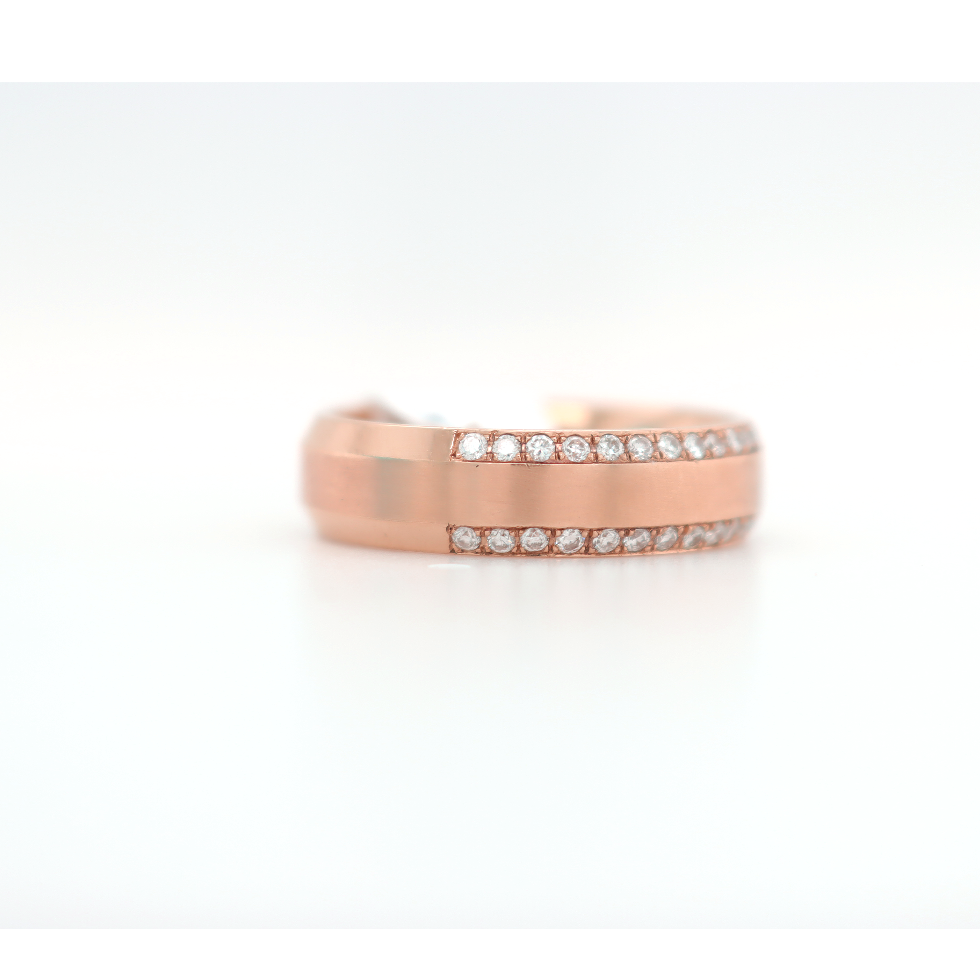 Small 2 Row Curved Half Way Diamond White Gold Ring 0.60 CT