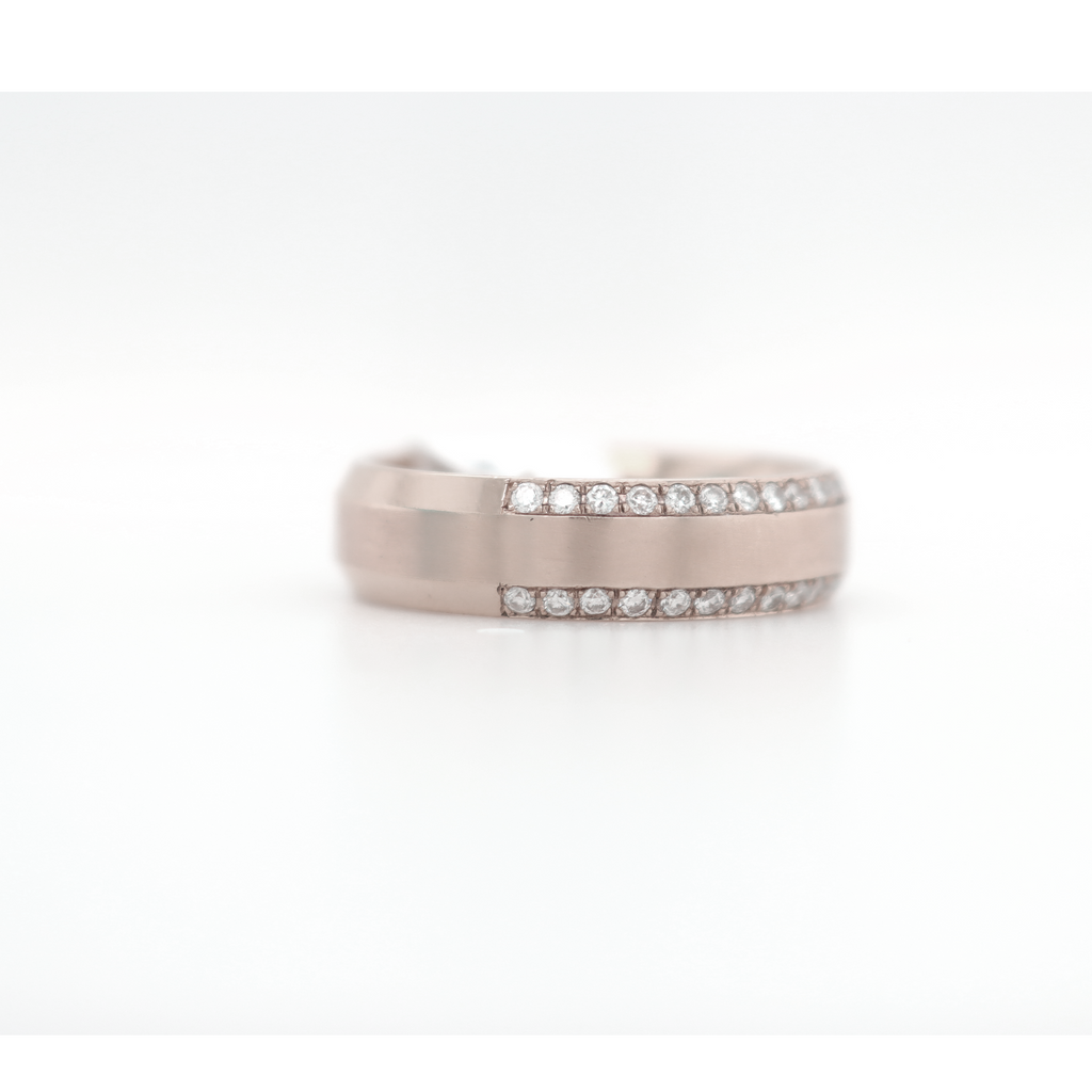 Small 2 Row Curved Half Way Diamond White Gold Ring 0.60 CT