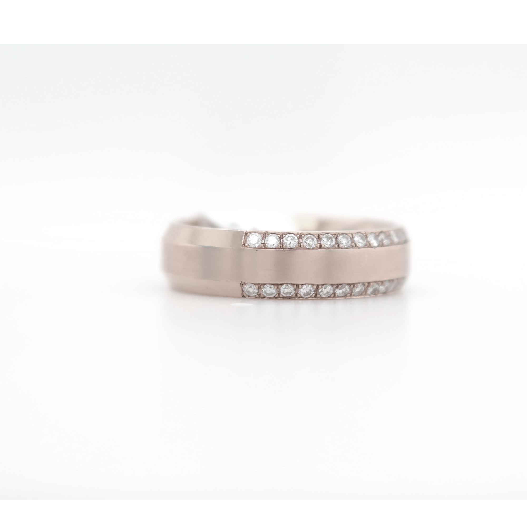 Small 2 Row Curved Half Way Diamond White Gold Ring 0.60 CT