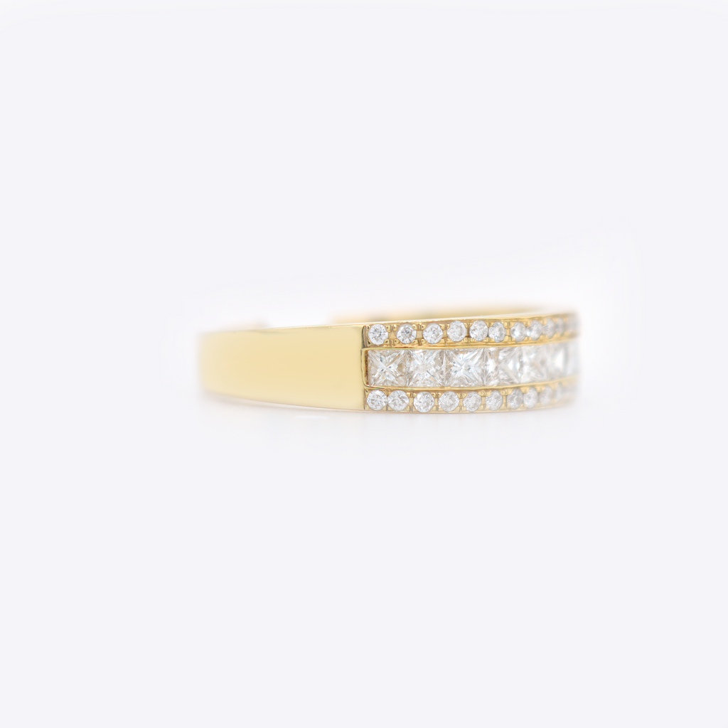 Small Half Way Round/Princess Cut Diamond Ring R-0.51 CT P-1.43 CT