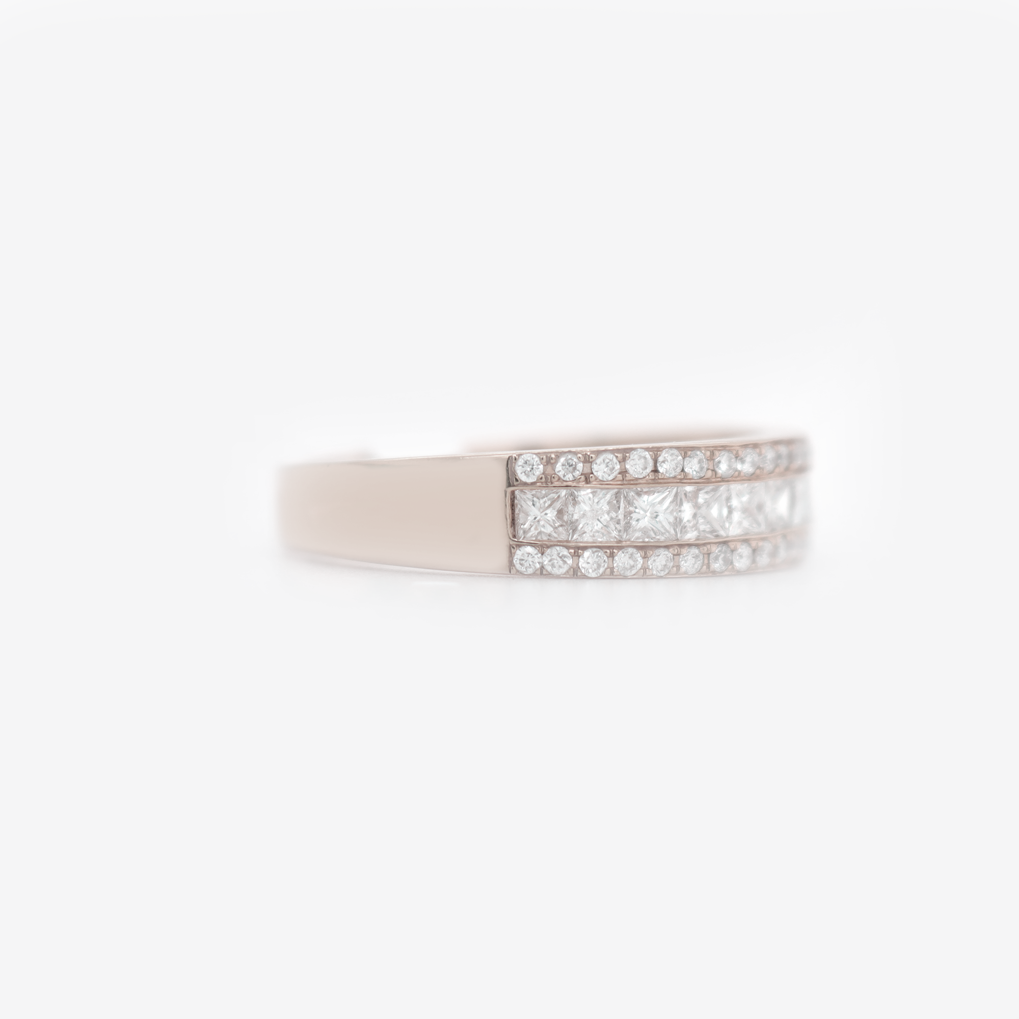 Small Half Way Round/Princess Cut Diamond White Gold Ring R-0.51 CT P-1.43 CT