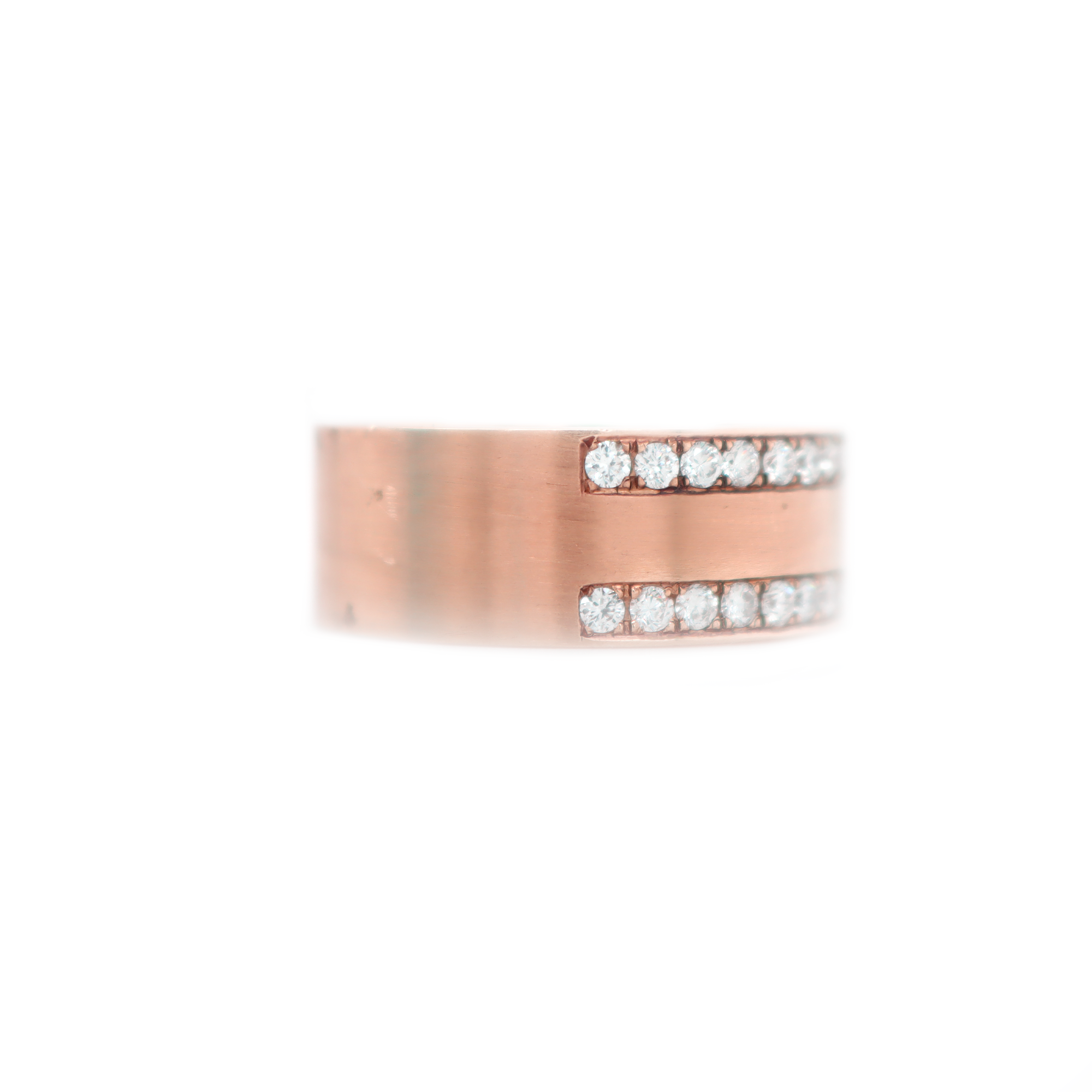 2 Row Half Way Diamond Rose Gold Ring 1.15 CT