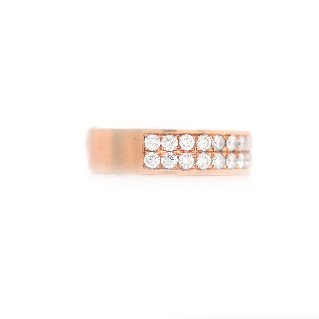 2 Row Half Way Diamond Rose Gold Ring 2.00 CT
