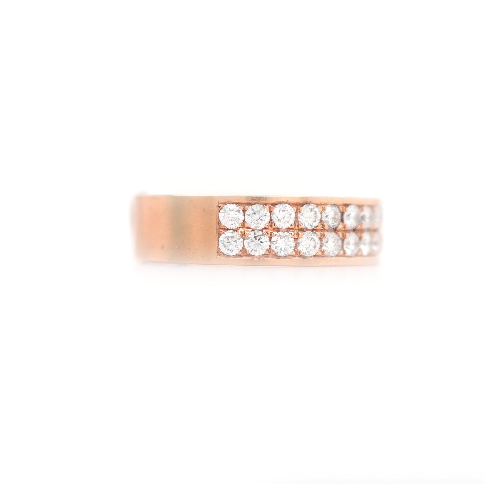 2 Row Half Way Diamond Rose Gold Ring 2.00 CT