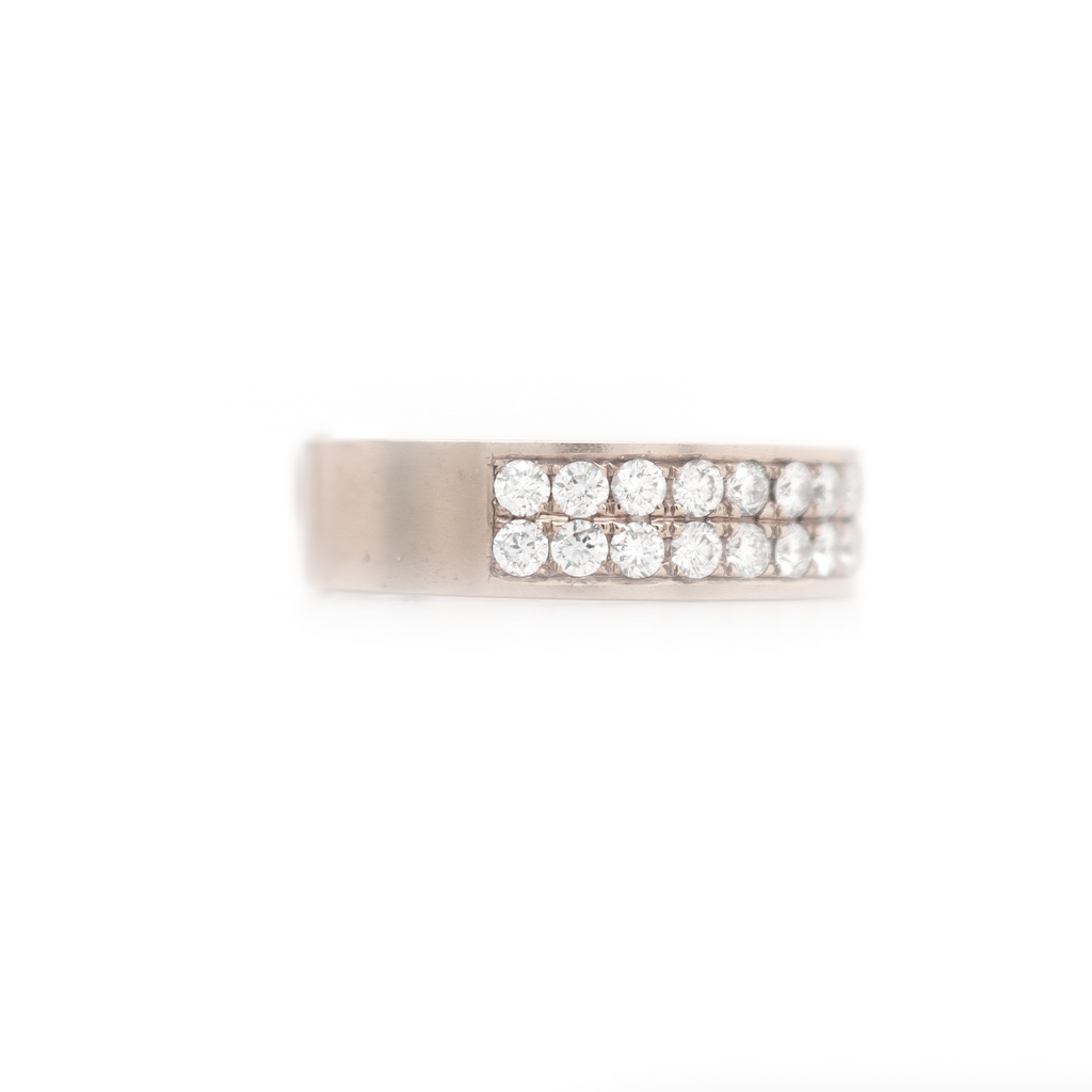 2 Row Half Way Diamond White Gold Ring 2.00 CT