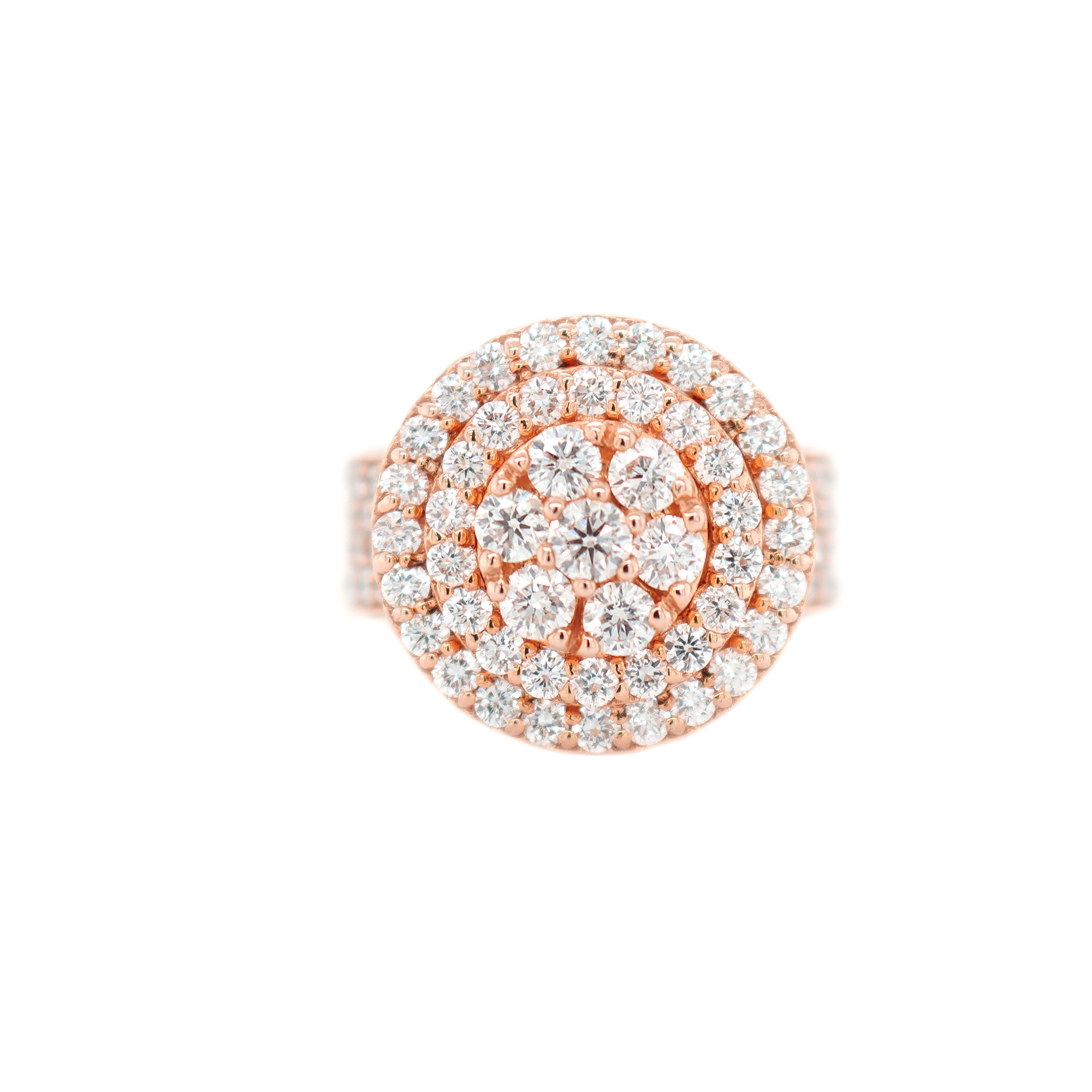 Raised Cluster Diamond Rose Gold Ring 5.11 CT