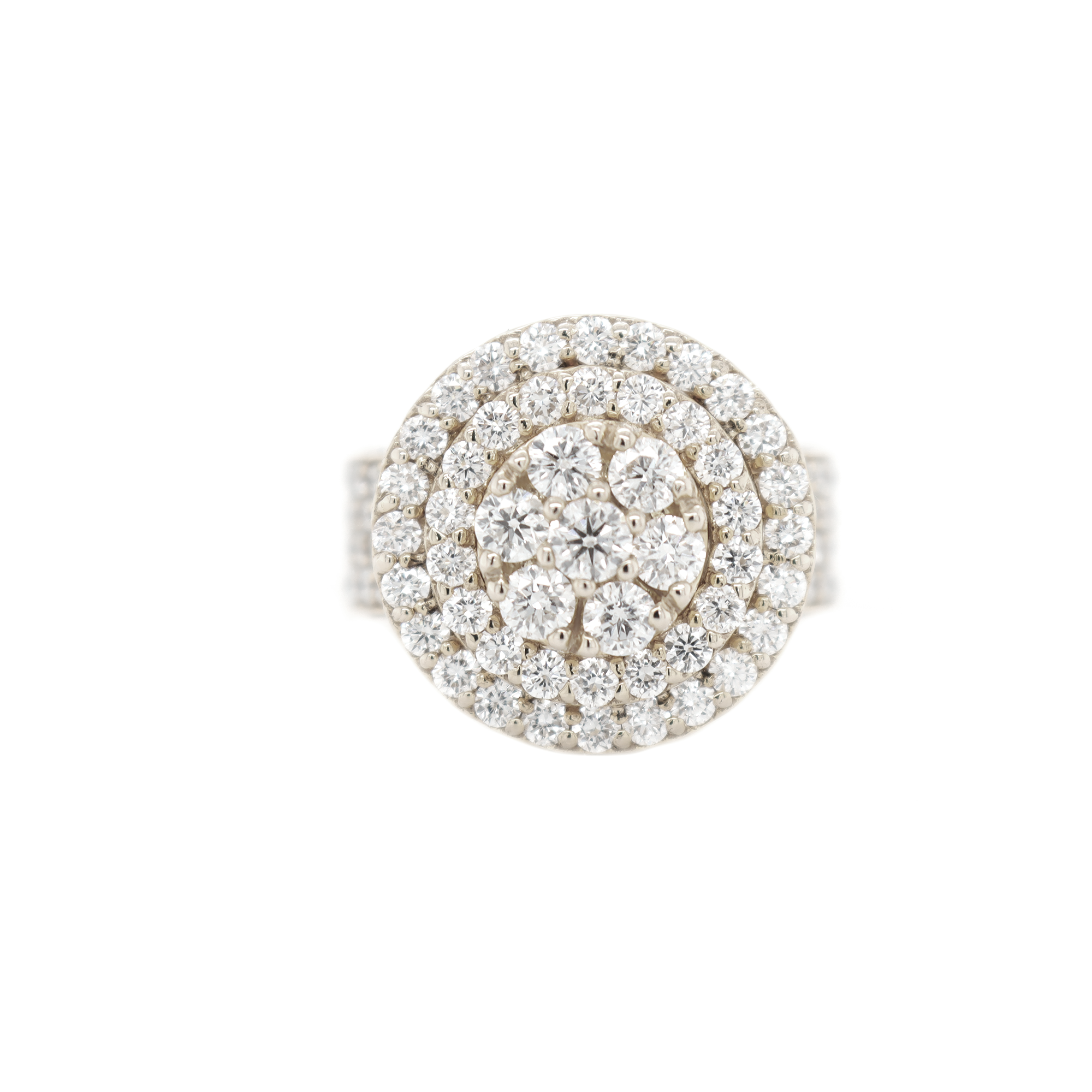 Raised Cluster Diamond White Gold Ring 5.11 CT