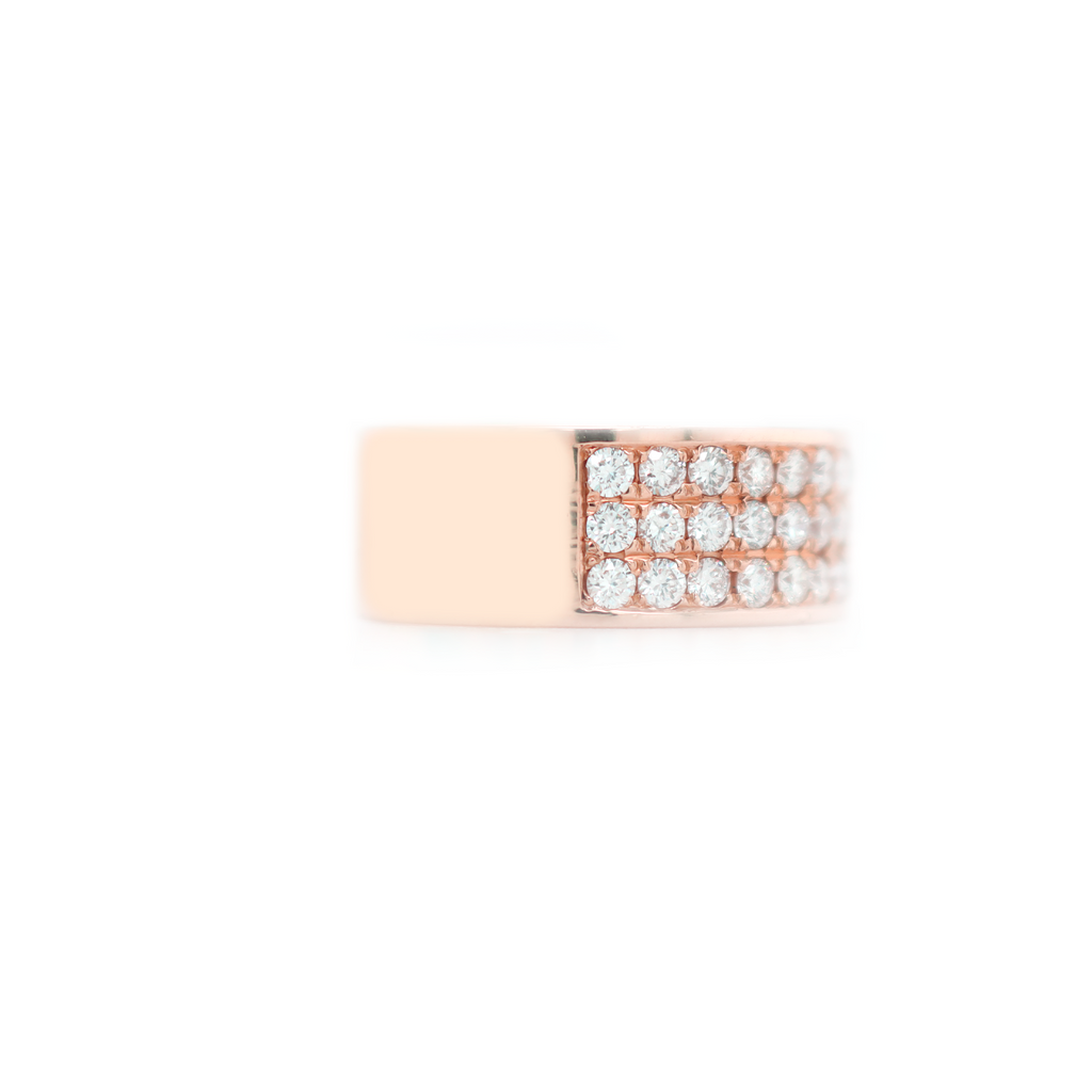 3 Row Half Way Diamond Rose Gold Ring 2.00 CT