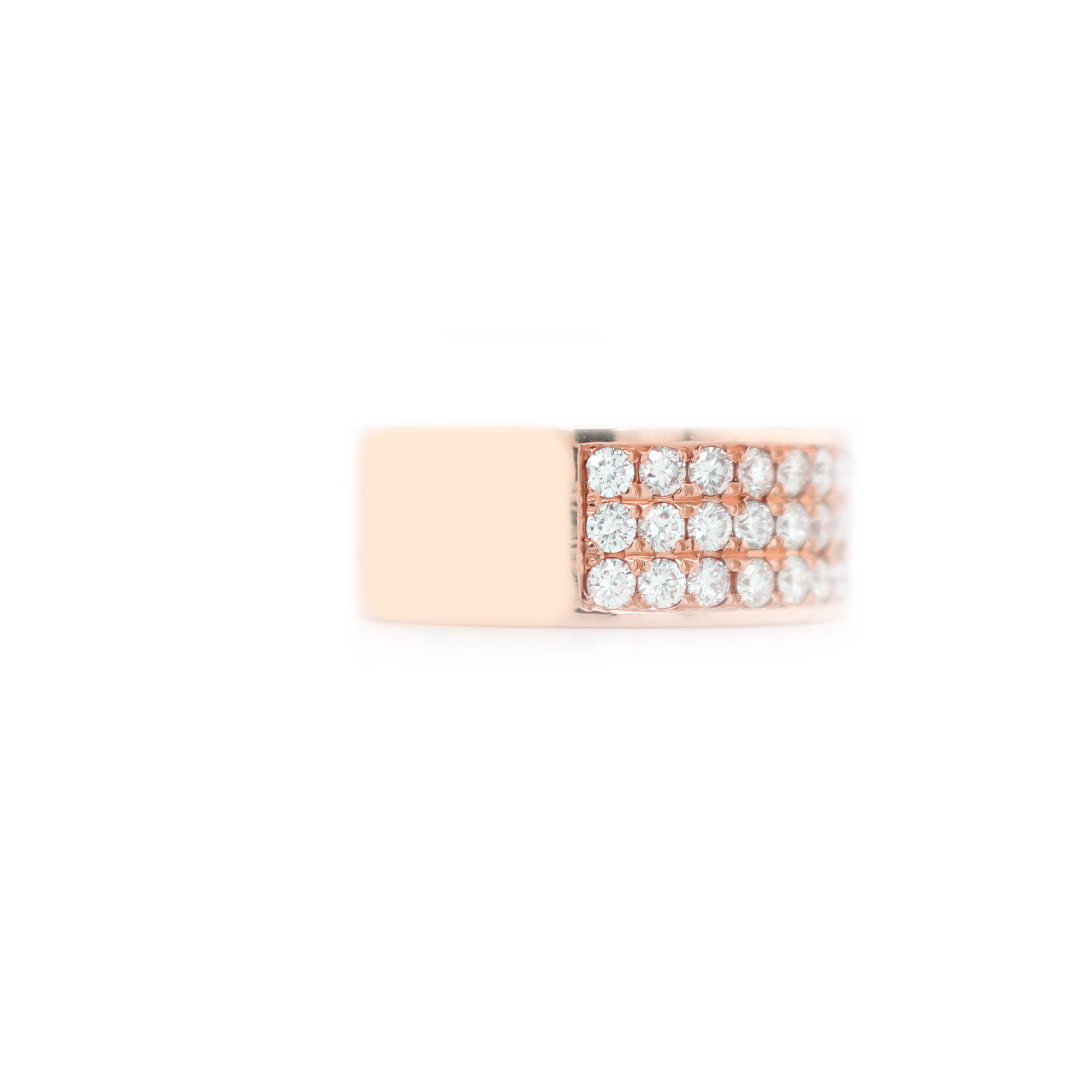 3 Row Half Way Diamond Rose Gold Ring 2.00 CT