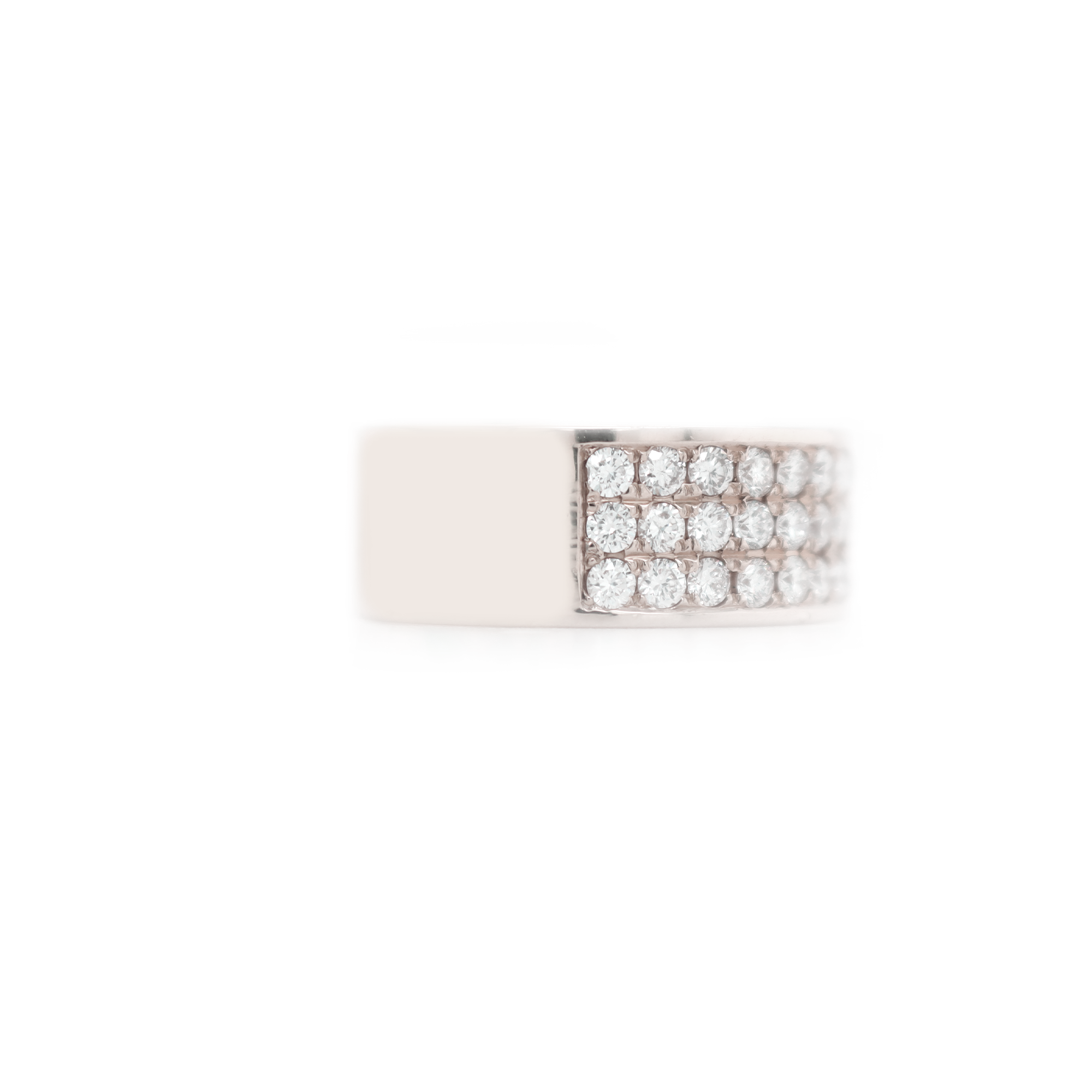 3 Row Half Way Diamond White Gold Ring 2.00 CT