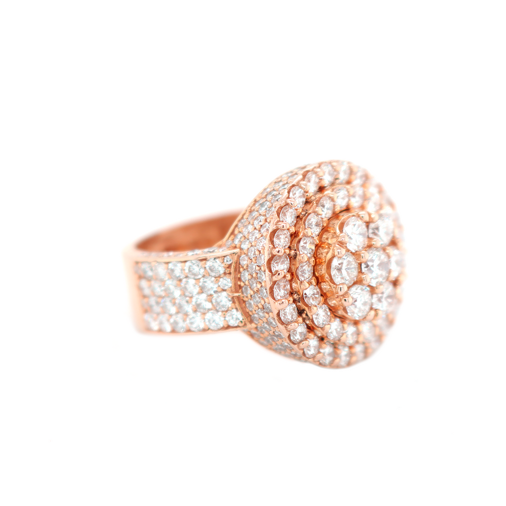 Raised Cluster Diamond Rose Gold Ring 5.11 CT