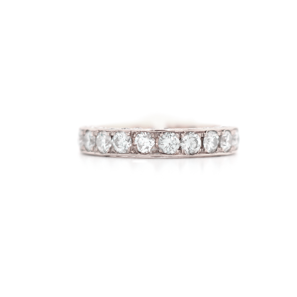 Single Row Half Way Diamond White Gold Ring 1.70 ct