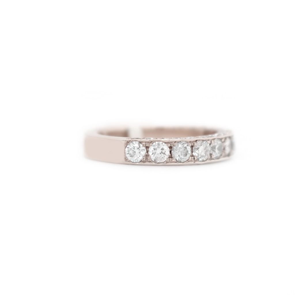 Single Row Half Way Diamond White Gold Ring 1.70 ct
