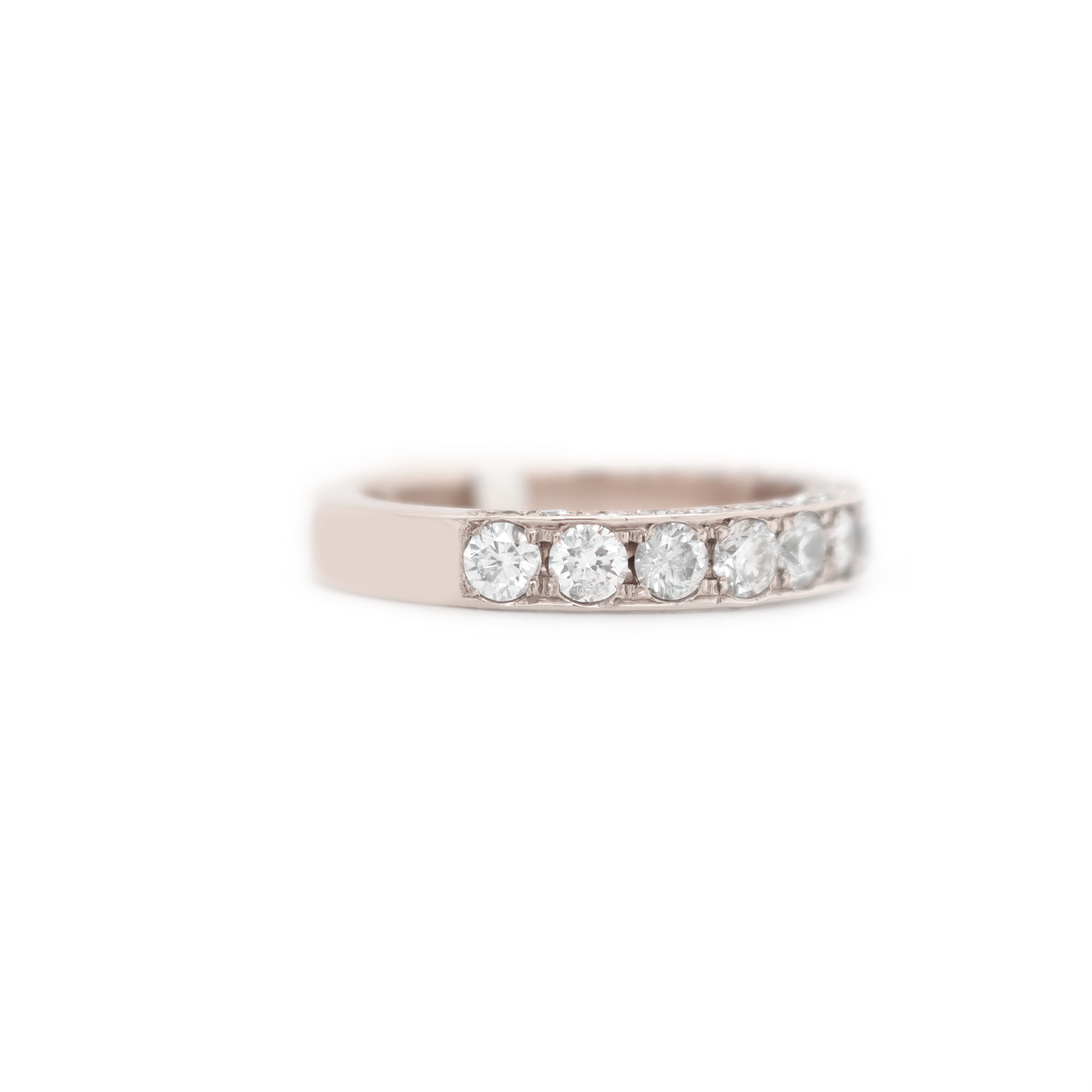 Single Row Half Way Diamond White Gold Ring 1.70 ct