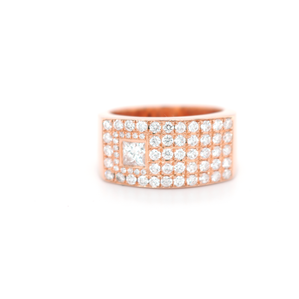 Rectangle Diamond Rose Gold Ring 1.75 CT