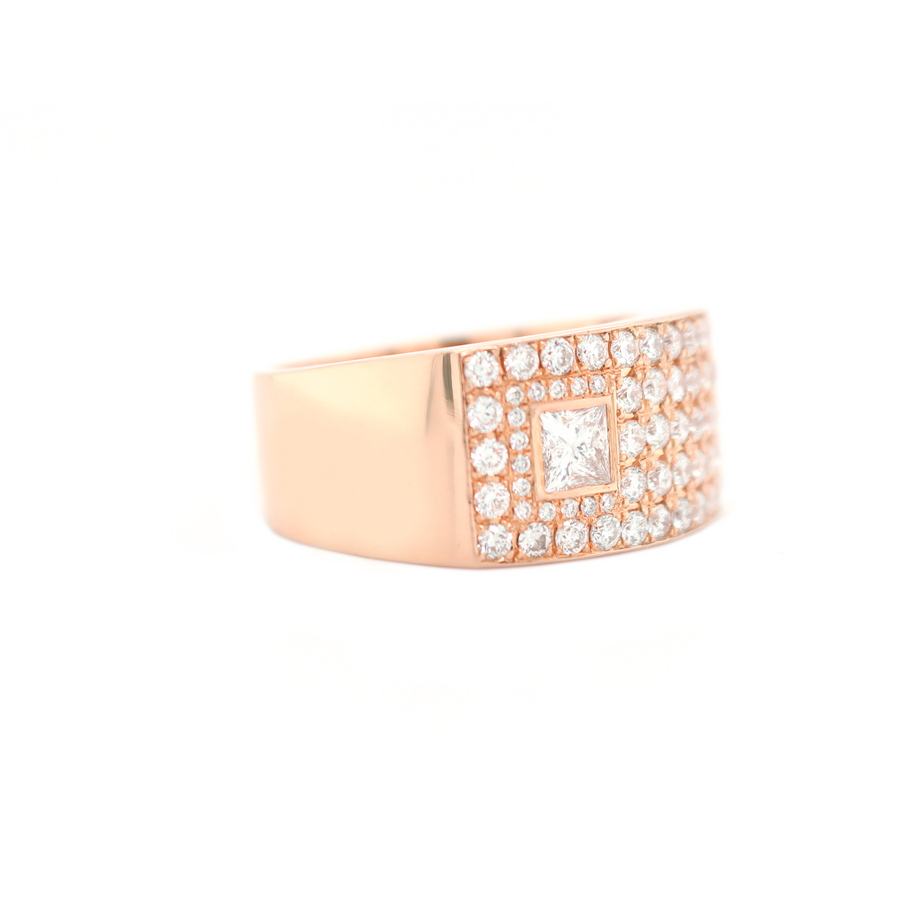 Rectangle Diamond Rose Gold Ring 1.75 CT