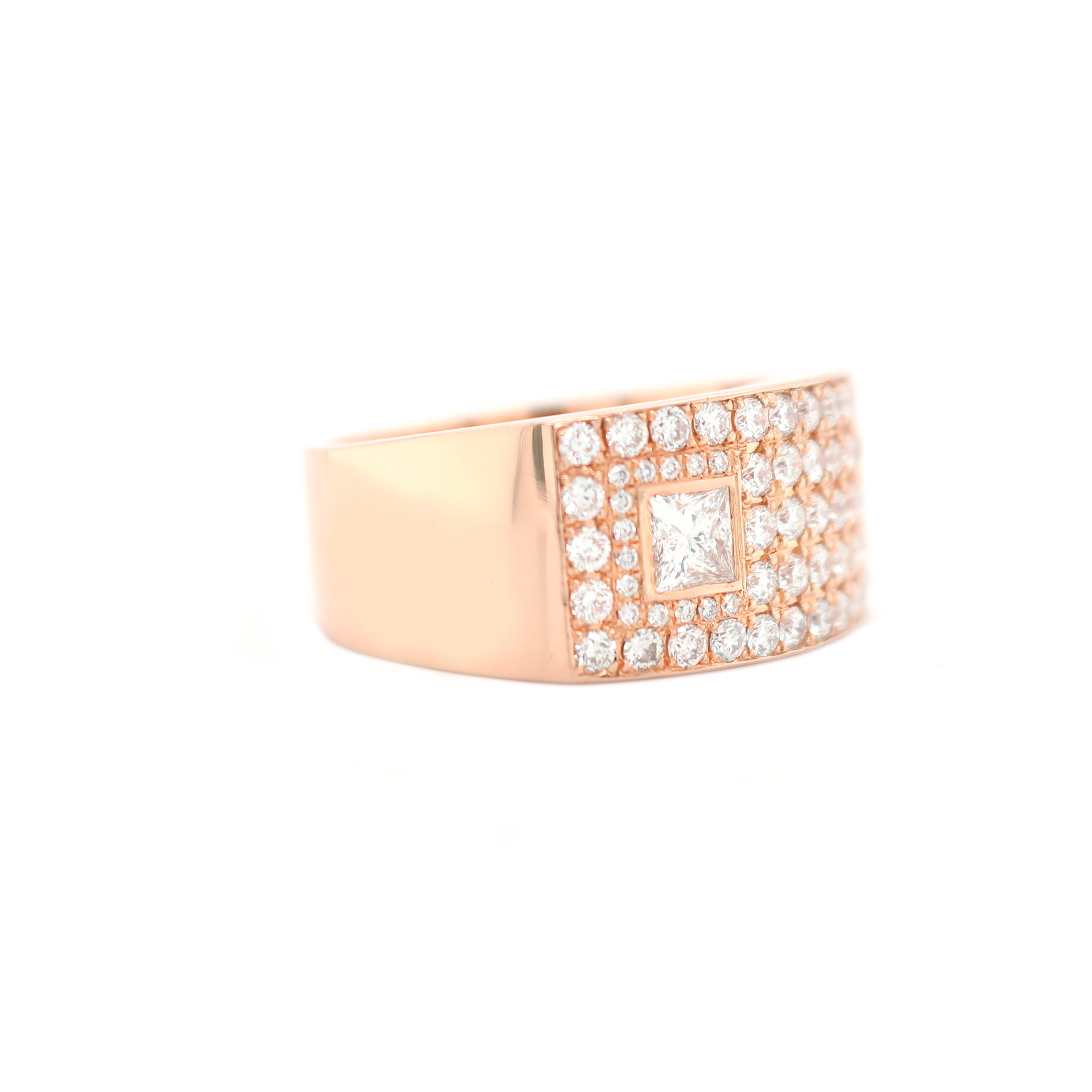 Rectangle Diamond Rose Gold Ring 1.75 CT