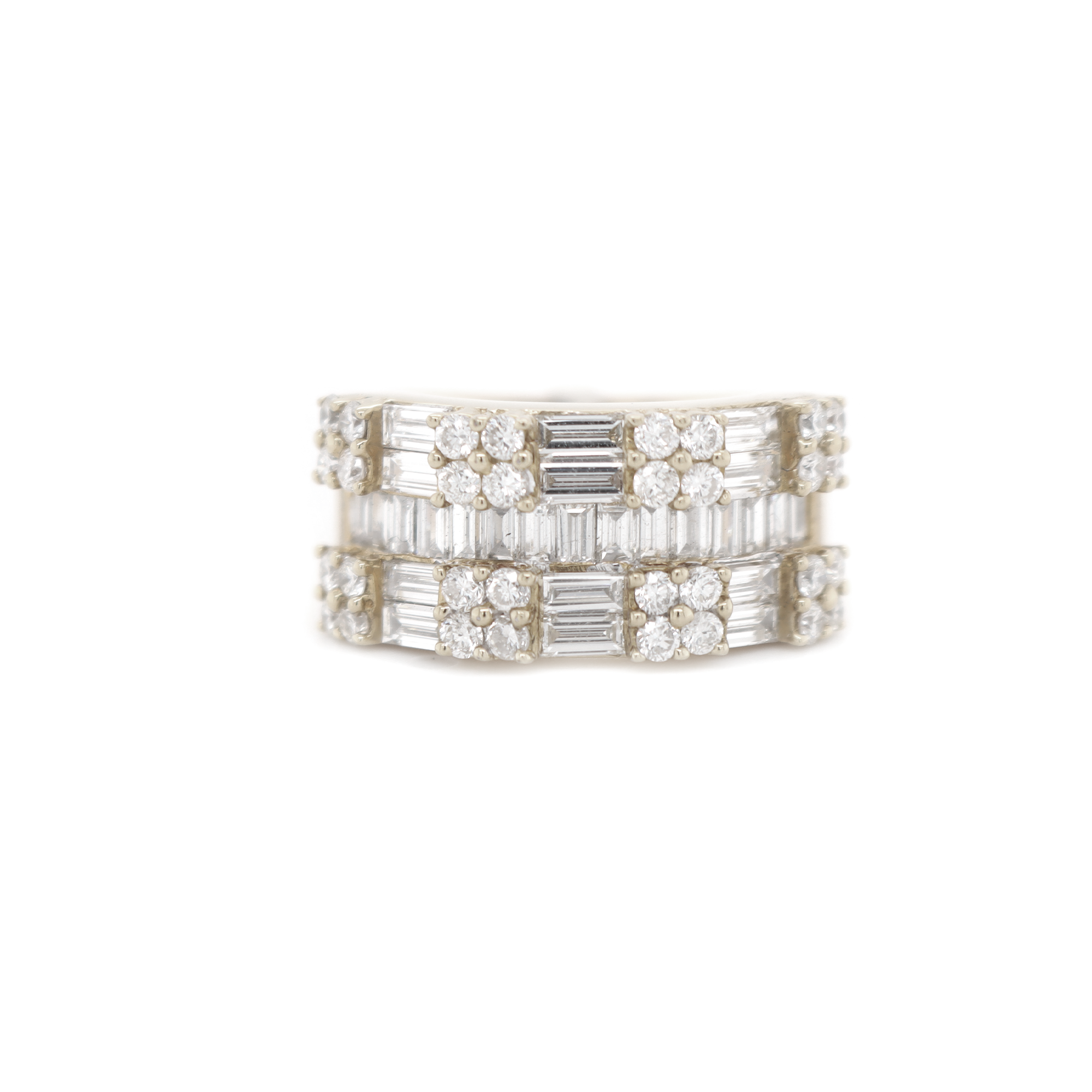 Round And Baguette Diamond White Gold Ring 1.60 B 0.75 R