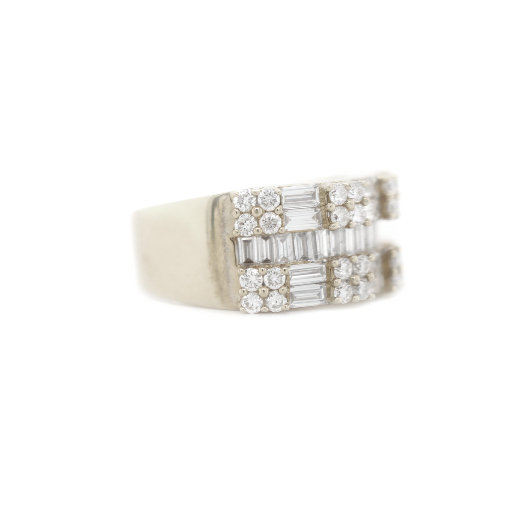 Round And Baguette Diamond White Gold Ring 1.60 B 0.75 R