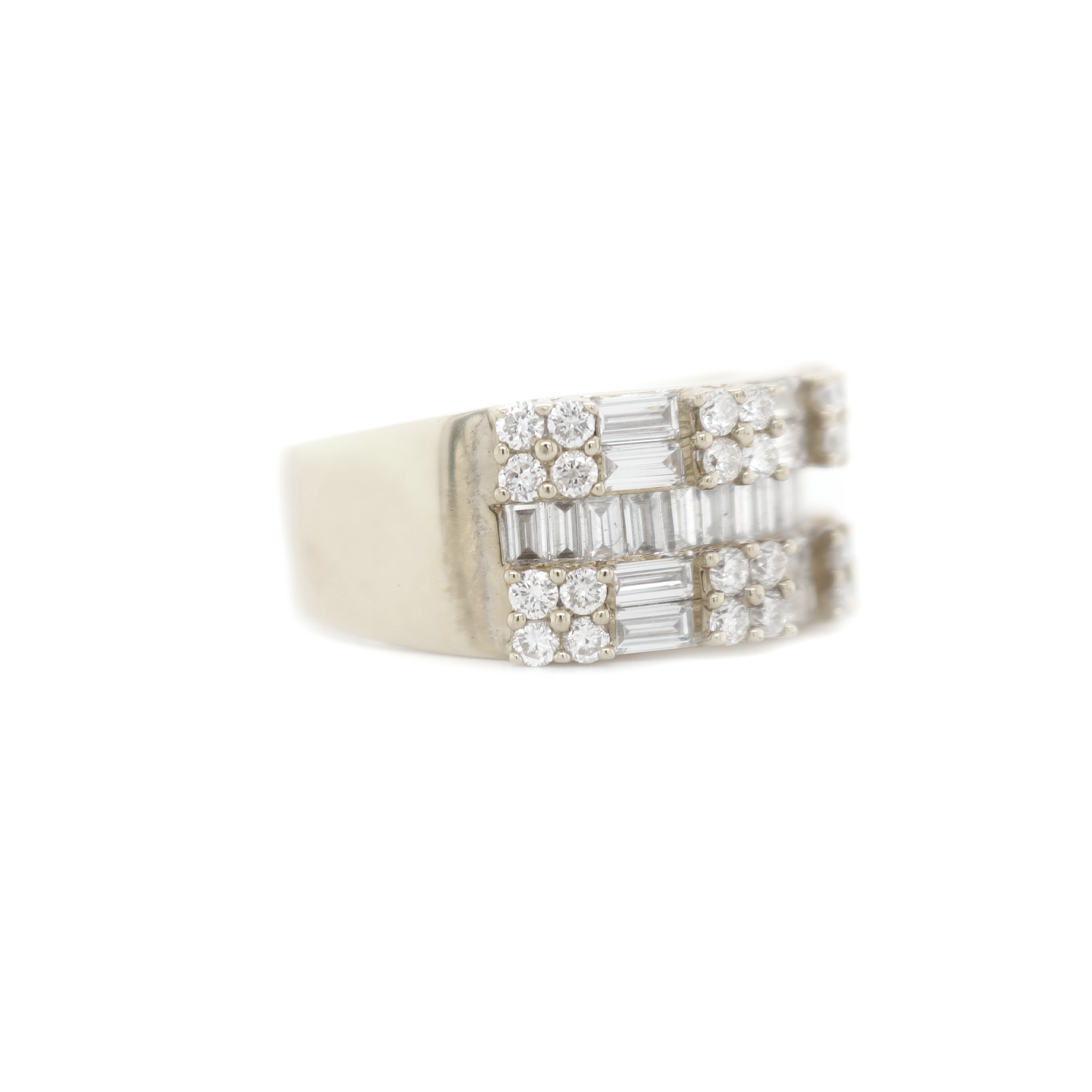 Round And Baguette Diamond White Gold Ring 1.60 B 0.75 R